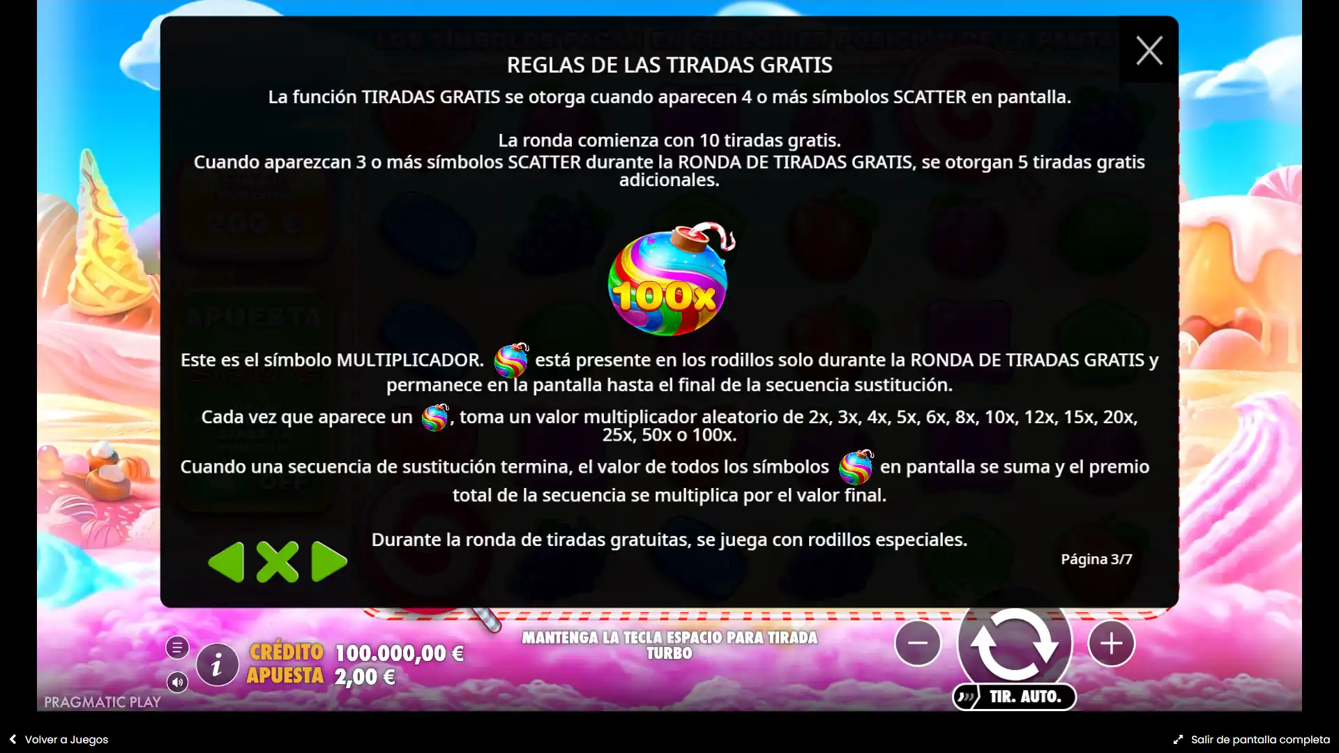 Explicación detallada de las reglas, funciones especiales y multiplicadores de la ronda de giros gratis en Sweet Bonanza.